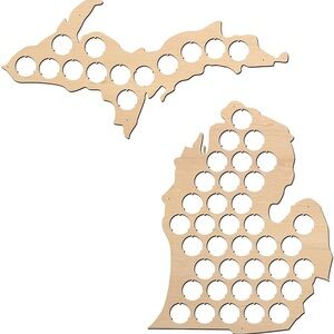 Wooden Michigan Beer Cap Map